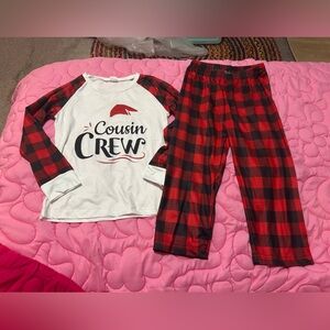 COUSIN CREW PLAID SANTA PAJAMAS